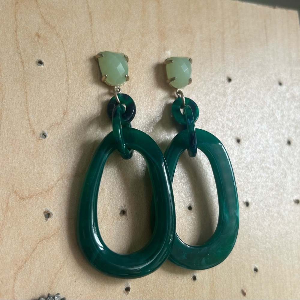Green Resin Drop Earrings
